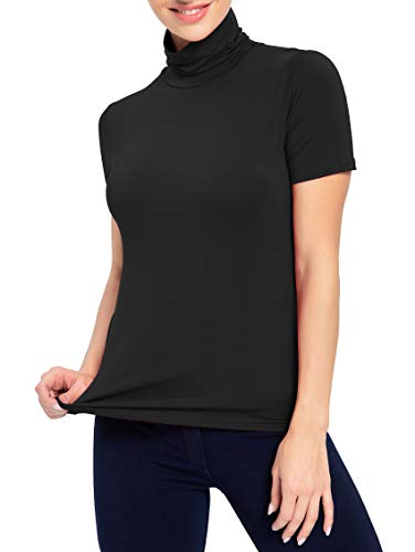 Women's Mock Turtleneck Top Short Sleeve Lightweight Active T-Shirt (S-XXL)3