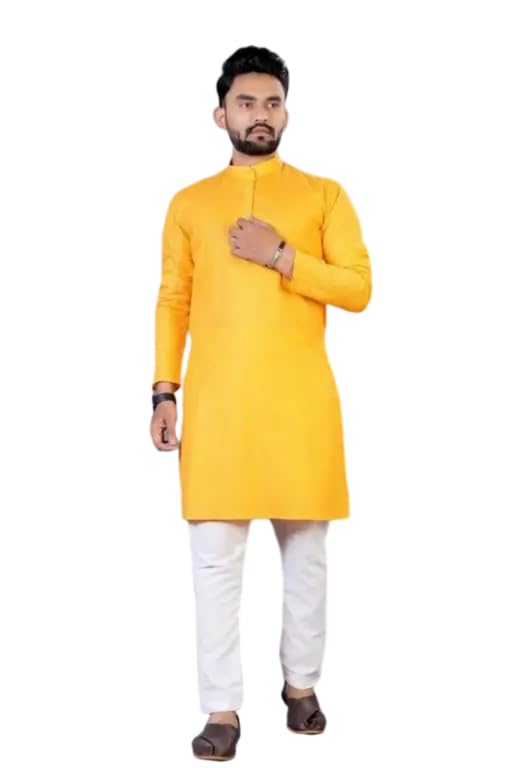 Lightweight Cotton Solid Kurta Pajama Set for Men Stylish & Comfortable Traditional Outfit-image-5