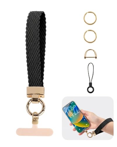 CUEDM Cell Phone Wrist Strap for Women, 3-in-1 Multipurpose Hands Free Phone Wristlet Strap, Premium Elastic Woven Phone Lanyard for Shopping, Dog Walking & Travel, Fits All Full Cover Phone Cases