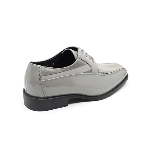 Image of Men's Oxford Lace up Striped Satin Patent Tuxedo Dress Shoes MC-179