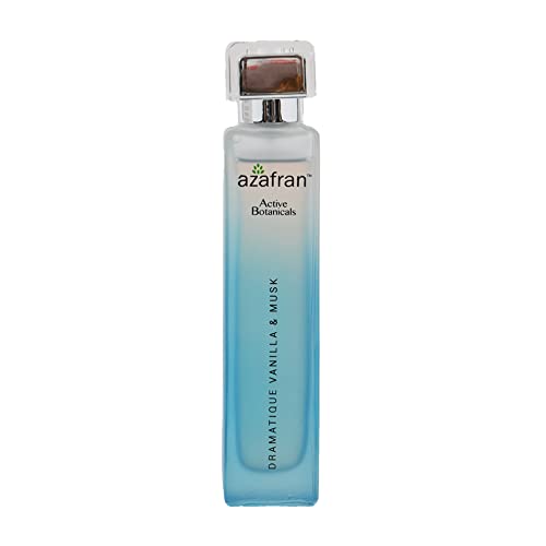 Image of Azafran Active Botanicals Fragrances - Dramatique Vanilla and Musk 80ml - Long Lasting Wood Fragrance, Alcohol-Free Organic Perfume for Men & Women, Ideal Birthday Gift for Men, No Parabens or Sulphates