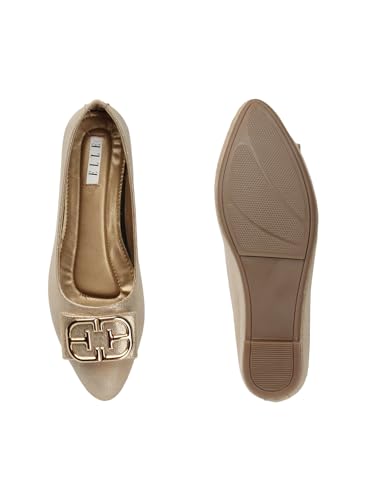 Image of ELLE Women's Wedge Heel Slip-On Bellies with Statement Buckle