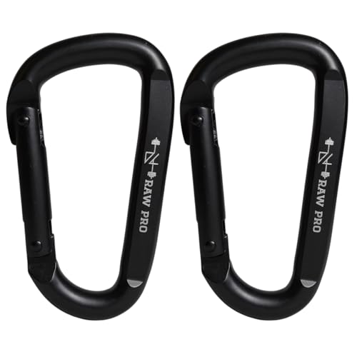 DanRaw Pro Heavy-Duty Black Carabiner Clips (2-Pack or 4-Pack) Gym Accessory for Resistance Bands Cable Machines Weight Training & Gear Attachment Durable Design for Fitness & Home Workouts