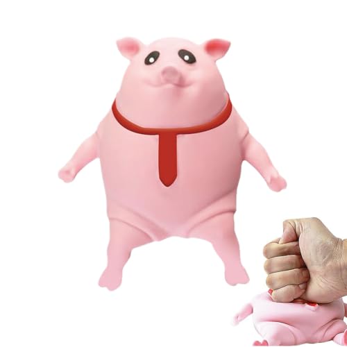 ストレス解消ピンクのブタのおもちゃ、赤いネクタイ付き動物のフィギュアスクイーズおもちゃ、伸縮性のある減圧とストレッチのストレス解消ブタのスクイーズおもちゃ、子供と大人向けのかわいい漫画のブタのスクイーズおもちゃ