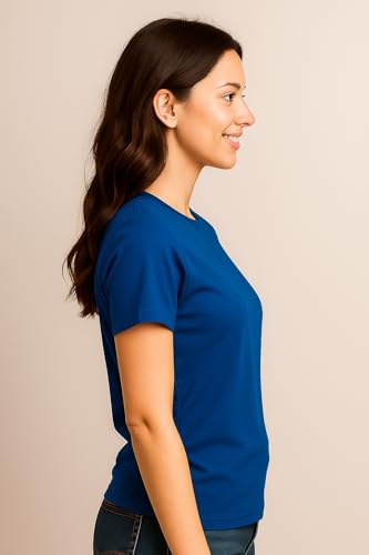 Image of Women's Solid Round Neck Half Sleeves Polyester T-Shirts, Moisture Wicking t-Shirt (Pack of 1)
