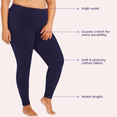 Image of Adira | Plus Size Leggings for Women | Plus Size Leggings for Women | High Waist | Ankle Length | Soft Cotton & Elastane Blend | Non-See-Through | Gusset Crotch Prevents Ripping