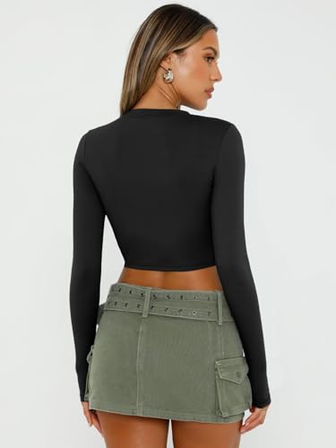 Trendy Queen Womens Long Sleeve Crop Tops Basic Slim Fitted Shirts Fashion 2025 Going Out Y2k Tops Teen Girl Clothes4