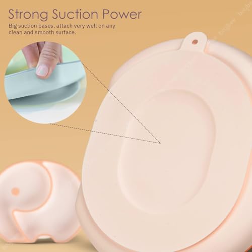 Image of BAYBEE Elephant Silicone Divided Baby Plate with 2 Training Spoons | Baby Feeding Set for Toddlers & Kids | Suction Plate and Spoon Combo for Boys & Girls | Tableware Set for Boys & Girls (Orange)