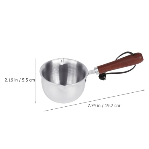 Cacerola pequeña de acero inoxidable con mango de madera para calentar salsas 3