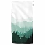 HGOD DESIGNS Nature Green Mountains with Trees in Fog 100% Cotton Soft Bath Towels for Kitchen Ensuite Spa 15'X30'