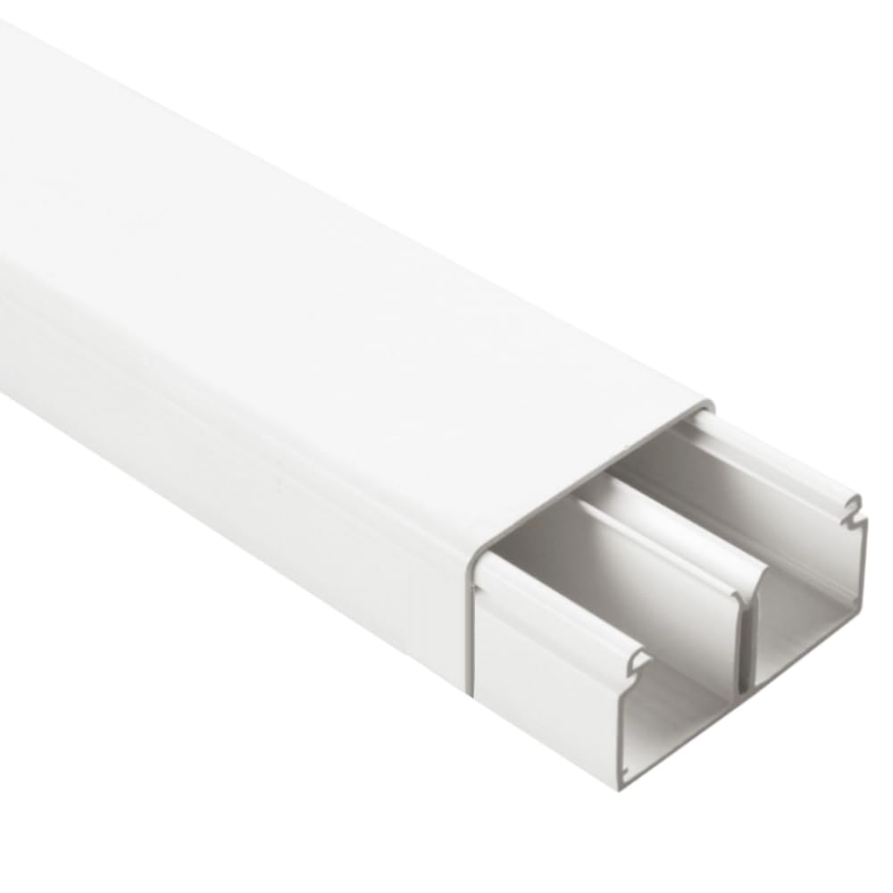 Mini canalina 30x10mm, lunghezza 2 metri, colore bianco, 2 scomparti, impianto elettrico a parete fuori muro, cavi elettrici, passacavi, tecnopolimero, coperchio avvolgente