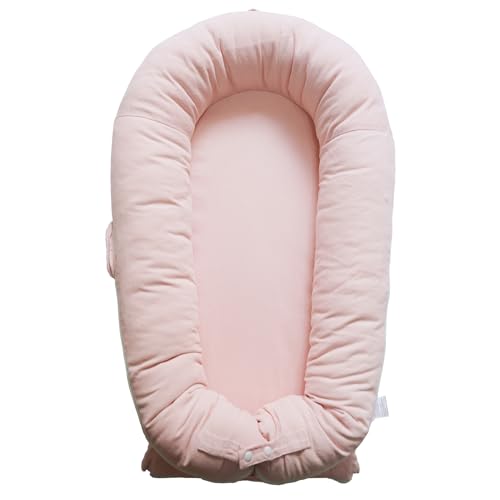 CooCooBaby Deluxe Infant Lounger, Baby Nest Cover for Baby Girls & Boys, Newborn Essentials for Baby 0-12 Months, 100% Cotton, Portable Travel Bed (Corduroy Cotton, Mistyrose)