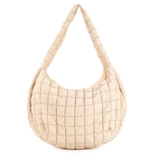 Image of Puffer Tote Bag For Women Quilted Crossbody, Lightweight Puffy Purse Large Hobo Puff Shoulder Handbags