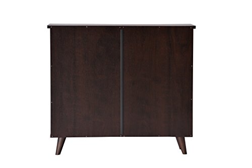 Image of DeckUp Noordin 2-Door Engineered Wood Shoe Rack with Wooden Legs (Dark Wenge, Matte Finish), Cm