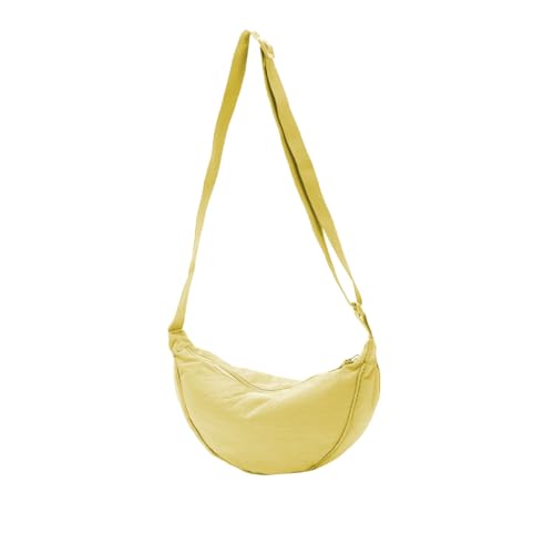 Bolsas transversais crescentes para mulheres, bolsas de nylon modernas, bolsa tiracolo pequena para viagem Hobo, Amarelo, 13'L x 4'W x 6.5'H