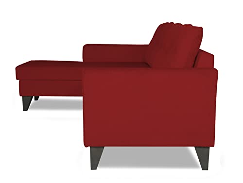 Image of Adorn India Maddox Tufted L Shape 5 Seater Sofa Wood Sofa Set LHS (Maroon) (3 Year Warranty)