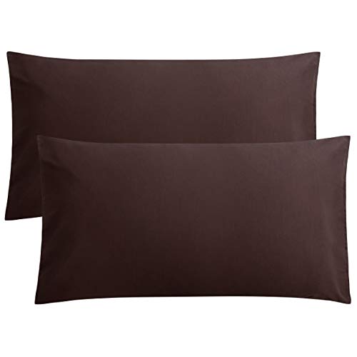 FLXXIE 2 Pack Microfiber King Pillow Cases, 1800 Super Soft Pillowcases with Envelope Closure, Wrinkle, Fade and Stain Resistant Pillow Covers, 20x36, Dark Brown