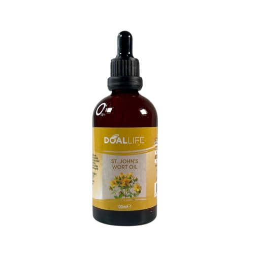 DOALLIFE St. Johns Wort Öl 100ml Johanniskrautöl Naturreines Pflegeöl für Haut Narben & Wunden Vegan & Kaltgepresst Braunglasflasche