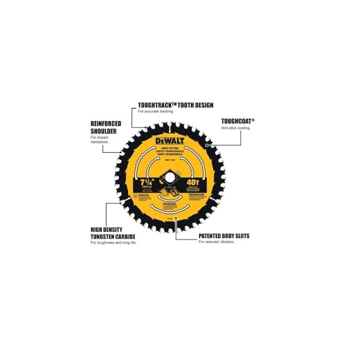 DEWALT Circular Saw Blade, 7 1/4 Inch, 40 Tooth, Wood Cutting (DWA171440)