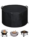SheeChung Fire Pit Cover Round 32"D X 18"H,Waterproof Heavy Duty 600D Polyester Cover,Fade &Weather Resistant Outdoor Shelter Smokeless Fire Pit Cover,Fit 28-32 inch Patio/Gas Firepit Bowl Black