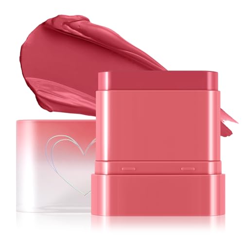Boobeen Creme Blush für Wangen, Multi-Use Makeup Blush Stick Waterproof Long Lasting Rouge Stick für Augen, Lippen und Wangen, Soft Thin Blush Stick für erröten und Dewy Look