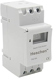 Heschen Digital LCD Power Weekly Programmable Timer Relay Switch THC15A AC 220-240V 16 Amp SPST 35mm DIN Rail