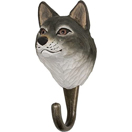 WILDLIFEGARDEN WG505 Haken Wolf - Handgeschnitzter Tierhaken aus Holz und...