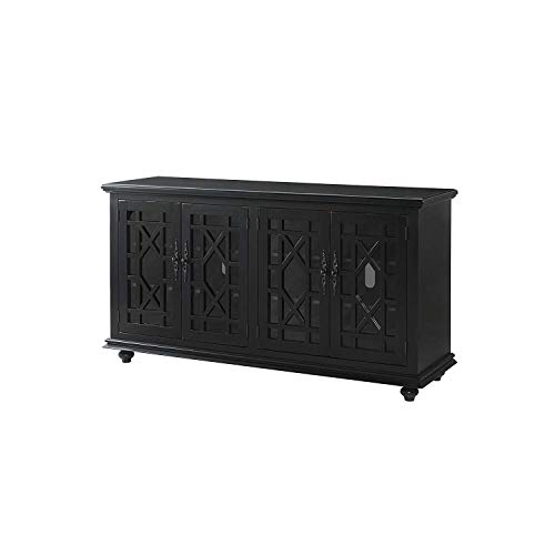 Elegant Antique Black Wood TV Stand for 50", 55", 60", 65" TVs, Entertainment Center with Doors, Adjustable Shelves, Storage, Media Console, Sideboard, Hallway Accent Chest 63" W x 18" D x 35" H