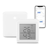 SwitchBot Thermometer Hygrometer Innen und Hub mini, Digital Hygrometer Bluetooth Thermo-Hygrometer mit APP, Taupunkt/VPD/Absolute Feuchtigkeitssensor, Monitor für Innentemperatur und Luftfeuchtigkeit – Ansicht 1