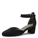Tamaris Comfort Damen Pumps mit Riemen aus Leder Elegant, Schwarz (Black Suede), 39 EU