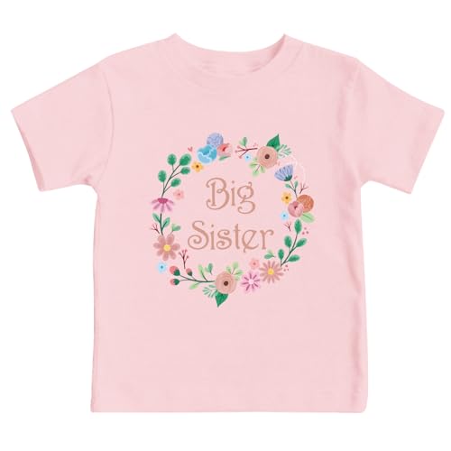 Big Sister Shirts for Girls Cute Floral Childrens T-Shirt Promoted to Big Sister Tee Tops2