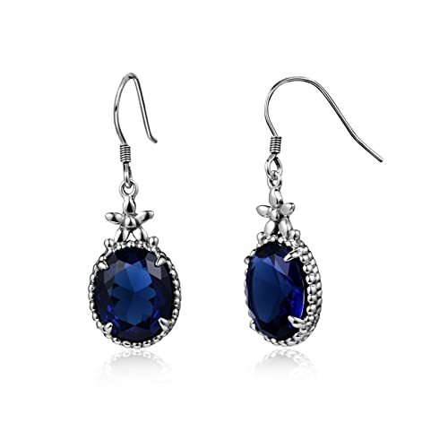 Boucles saphir anti-allergie longues gouttes argent 925 sans nickel