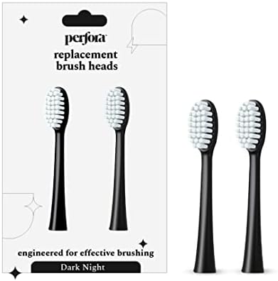 Perfora Replacement Brush Heads For Perfora Electric Toothbrush Model - 002 | Effective Brushing & Superior Plaque Removal For Healthier Smile | Lightweight With Soft Bristles | Dark Night | Pack of 2