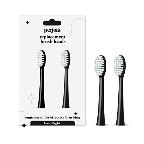 Perfora Replacement Brush Heads For Perfora Electric Toothbrush Model - 002 | Effective Brushing & Superior Plaque Removal For Healthier Smile | Lightweight With Soft Bristles | Dark Night | Pack of 2