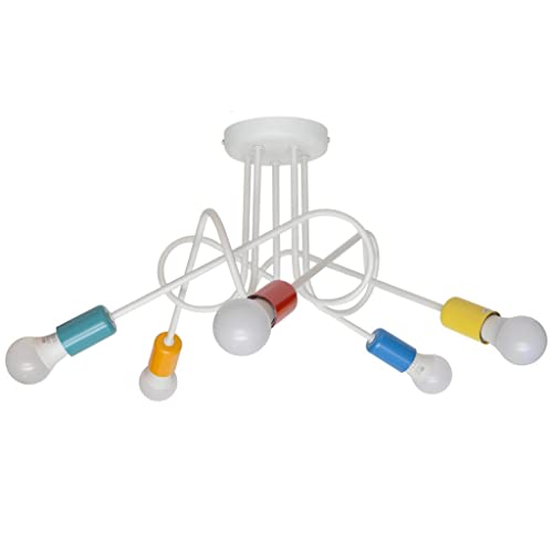 Helam Oxford Multi Arm Semi Flush Ceiling Light White, Multi-Coloured 50cm