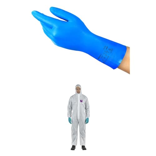 Guantes de nitrilo químico reutilizables y mono protector contra salpicaduras