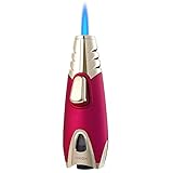 JOBON Pocket Torch Lighter, Gift Idea (Butane Free), Professional Reusable Single Jet Flame Gas Lighter, Kitchen BBQ Camping Candle (Pink)