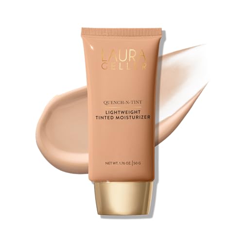 LAURA GELLER NEW YORK Quench-n-Tint Tinted Moisturizer - Sheer to Light Buildable Coverage - Natural Glow Finish - Lightweight Formula with Hyaluronic Acid, 03 Light/Medium