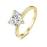 Dsnyu Moissanite - Anillo de oro para mujer, corte de tres garras con moissanite de 2 quilates, oro amarillo de 9 K/14 K/18 K, 53 (16.9), Oro amarillo 585 de 14 quilates, Moissanita