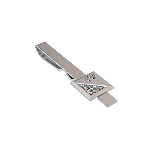 Infinity Diamond Traingle Design 10K White Gold TieClips with 0.1 Ct Diamonds Accessory for Mens Suits