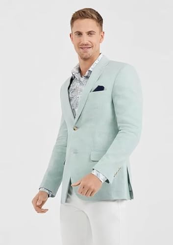 Mens Lightweight Linen Suit Blazer Jacket Casual Summer Wedding Style4