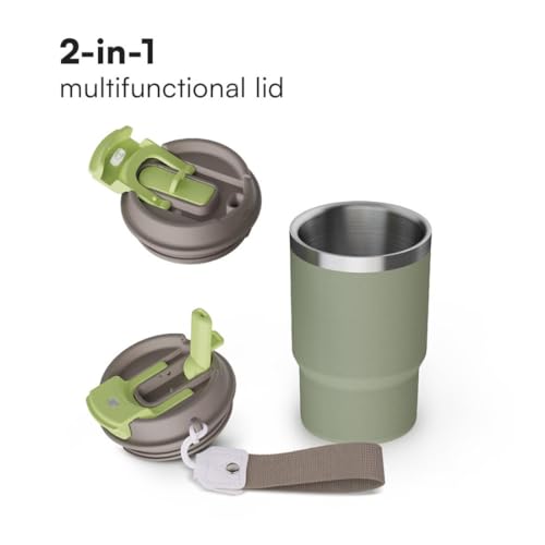 Image of Wosta Classic Tumbler 3.0-16oz /480Ml, Travel Mug with 2-in-1 Straw Lid, Vacuum Insulated Stainless Steel Insulated Mug, Double Walled, Thermos Travel Mug for Hot and Cold Coffee. (Line)