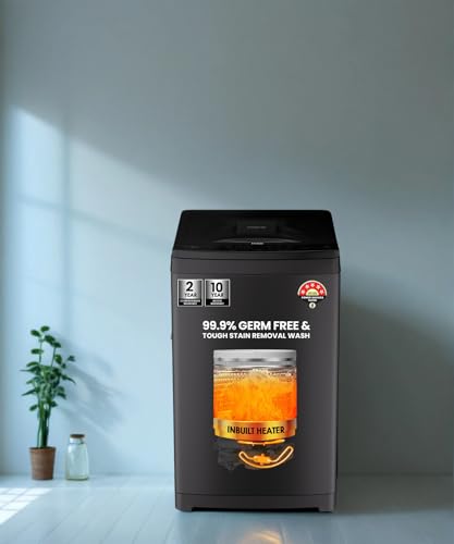 Image of Haier 8 Kg, In-Built Heater, Front Panel Design, NZP Technology, Oceanus Wave Drum, Fully Automatic Top Load Washing Machine (ETL80-HC5S8 | Dark Jade Silver)