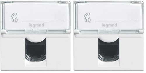 LEGRAND | Prise RJ45 Mosaic Catégorie 6 FTP, 2 Modules Blanc, Transmission Haut Débit Gigabit Ethernet, Connecteur Avec Cache Anti-Poussière, Compatible Applications PoE Haute Capacité (Lot de 2)