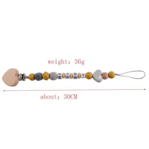 Image of Personalized Pacifier Clips with Name Custom Silicone Beaded Chain Pacifier Holder Stroller Gifts for Baby Boys Girls
