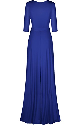 Image of Women's 3 /4 Sleeve Deep V-Neck Maxi Faux Wrap Solid Plus Size Dress