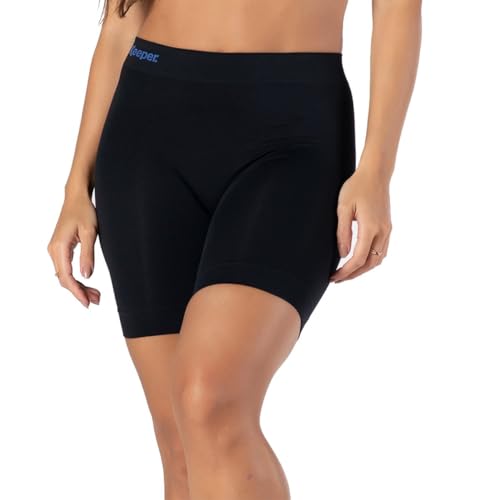 Bermuda térmica feminina sem costura anti assadura academia corrida esportes (GG (50/52), Preto)