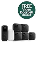 Blink Outdoor Camera 2K+ (5 Camera System Black) + FREE Blink Video Doorbell (Black) — Wireless smart security, DIY install, live view, two-way talk, up to two-year battery. Sync Module Core included