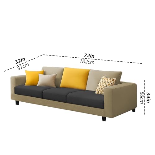 Image of Galib 3 Seater Sofa Set for Living Room (Cream Black Fabric) Premium Fabric Sofa Set