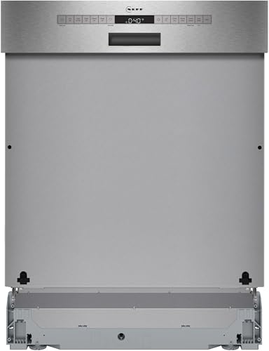 NEFF S145EAS16E, N 50, Smarter Geschirrspüler Teilintegriert 60 cm, Spülmaschine Made in Germany, Besteckkorb, sehr leise, Open Dry, starke Reinigung mit Chef 70ºC, Gebürsteter Stahl, Aqua Stop